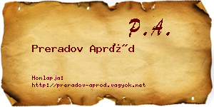 Preradov Apród névjegykártya